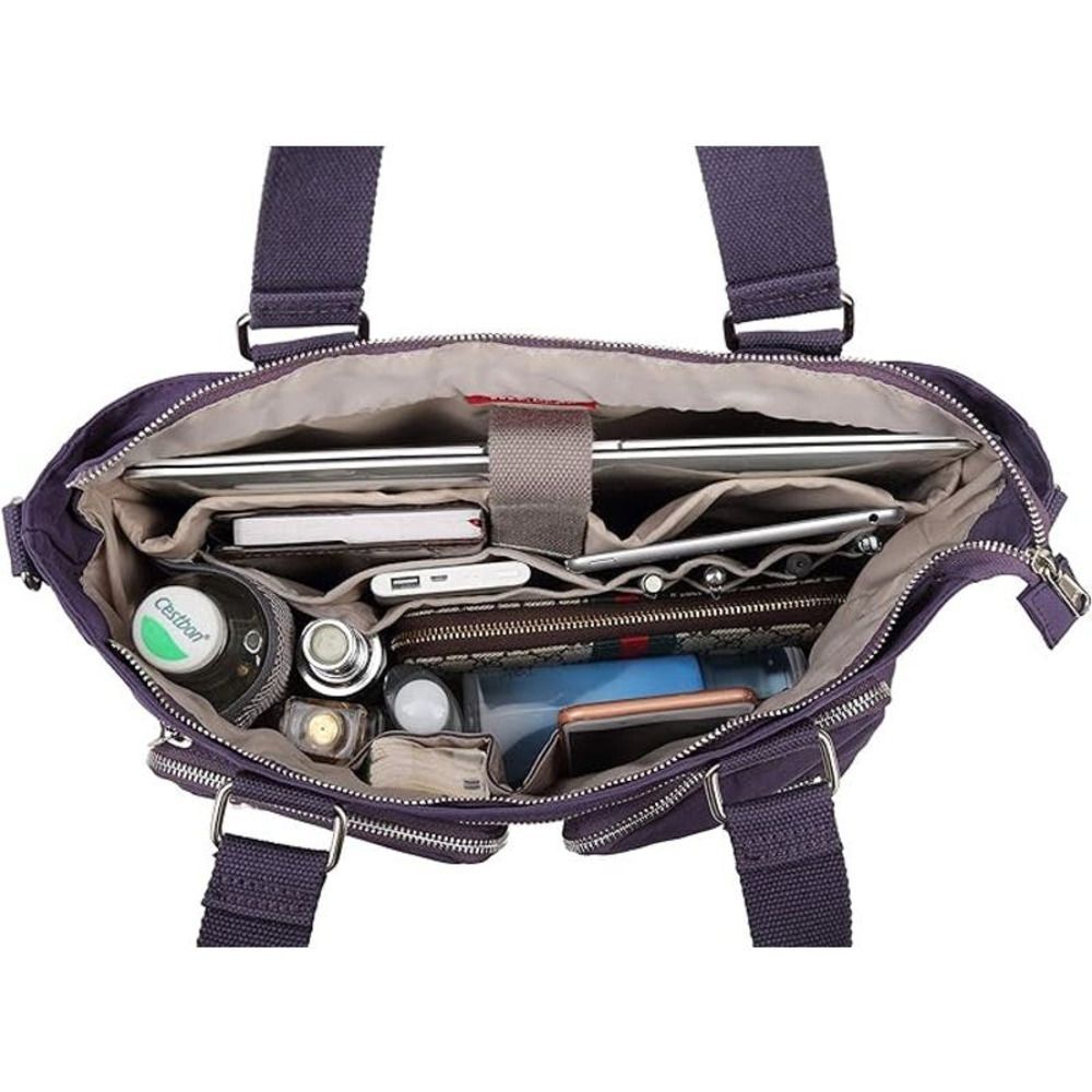 CREST DESIGN LAVENDER NYLON LAPTOP SHOULDER CASUAL OFFICE CAREER TOTE ORGANIZER - Picture 3 of 7